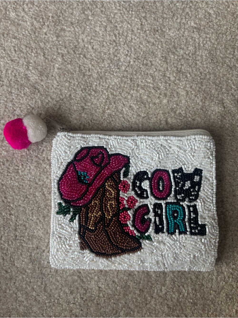 Shirdee Beaded “Cow Girl” Western Coin Purse Pouch